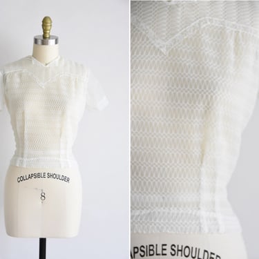 1950s No Secrets blouse/ vintage 50s sheer top/ nylon chiffon crop top 