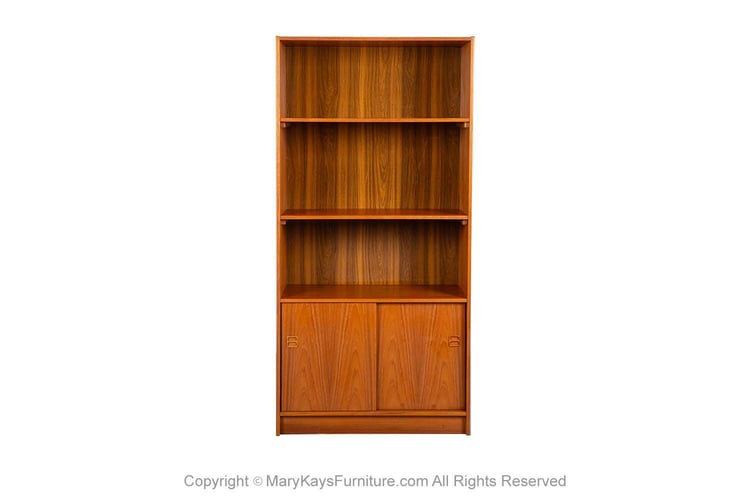 Mid-Century Teak Hutch Bookcase Cabinet 