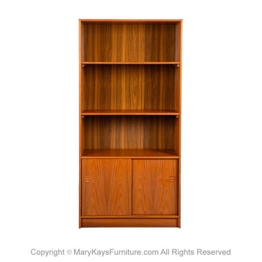 Mid-Century Teak Hutch Bookcase Cabinet 