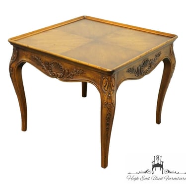 HENREDON FURNITURE Louis XVI French Provincial Bookmatched Walnut 28" Square Accent End Table 3201-42 