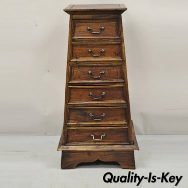 Country Provincial Style Wooden Tall Pyramid Chest Pedestal Stand Side Table