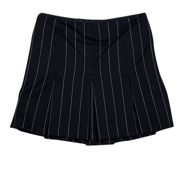 Ralph Lauren Purple - Black & White Pinstriped Wool Pleated Skirt Sz 8