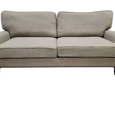 Taupe Rolled Arm 2-Seat Couch