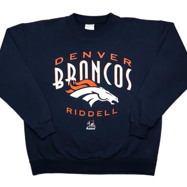 Vintage 90s Riddell Denver Broncos Football Big Logo NFL Crewneck Sweatshirt Pullover Size Large/XL 