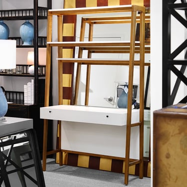 West Elm x PB Teen Mid-Century Wall Desk in White & PEcan