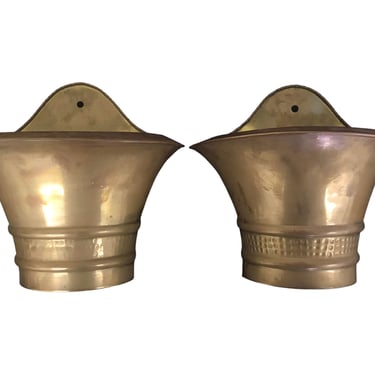 Vintage Brass Planter Sconces - A Pair | Wall Mount Plant Display | STUNNING Hollywood Regency / Bohemian Chic Décor 