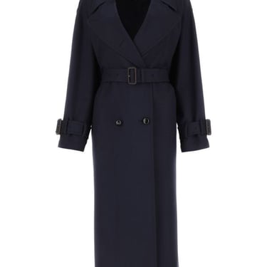 Gucci Woman Navy Blue Wool Trench Coat