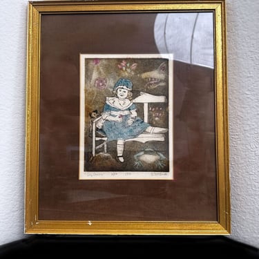 1980 SIGNED Original Art "Liz Anne" By E. McBride, Vintage Mixed Media Water Color Painting Framed 16 X 14 
