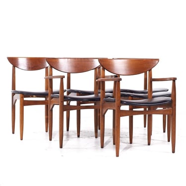 Lane Perception Mid Century Walnut Dining Chairs - Set of 6 - mcm 