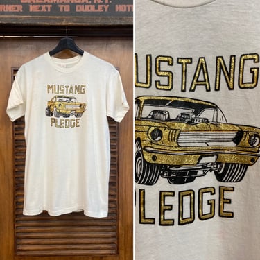 Vintage 1960’s Car Racing Mustang Hot Rod Drag Race NHRA Glitter Cotton T-Shirt, 60’s Tee Shirt, Vintage Clothing 