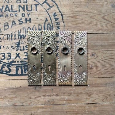 Salvaged Set of 4 Brass Russell & Erwin Arabian Door Plates 