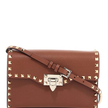 Valentino Garavani Small Brown Leather Shoulder Bag With Studs Women