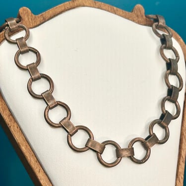 Copper Chain Link Necklace Vintage Retro Jewelry Choker 16” Length 