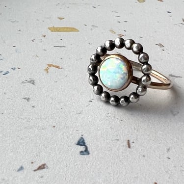 Opal Halo Ring in 14k Goldfill and Sterling Silver 