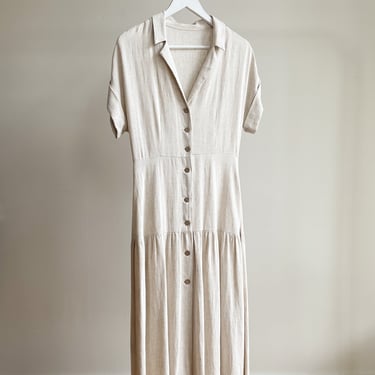 Beige Linen + Cotton Day Dress