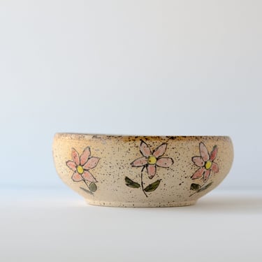 Handmade Bowl with Flowers Pantings 