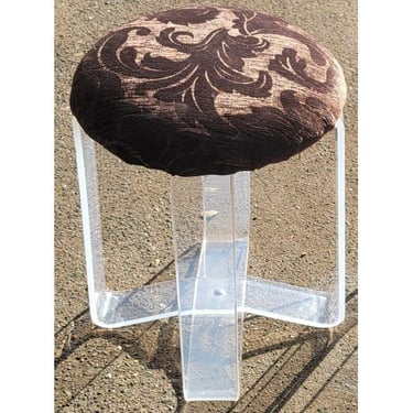 1960's Vintage MCM Round Ribbon Leg Lucite Vanity Stool Seat Mid-Century Modern 