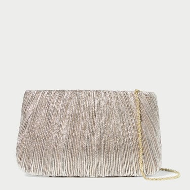 Brit Champagne Flat Pleated Clutch