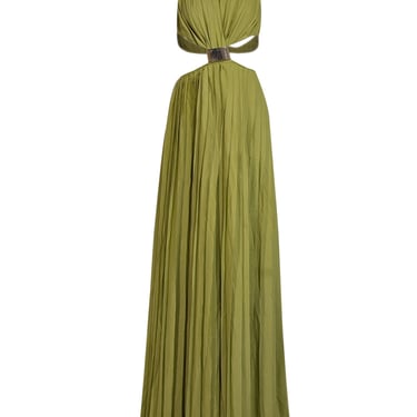 Hanifa - Green Pleated Chiffon Wide Leg Jumpsuit Sz L