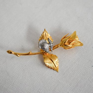 1960s US Marines Sweetheart Gold Rose Brooch 