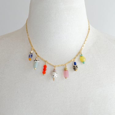 Colorful Beaded Charm Necklace
