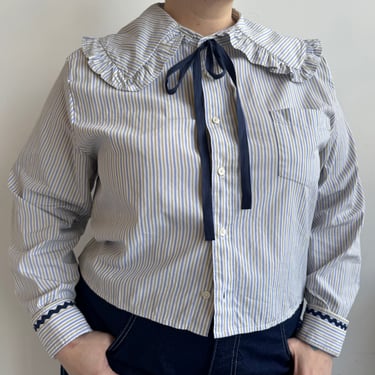 Grandpa's Shirts x BRZ - Pinstripe Ruffle Collar Shirt (1X)