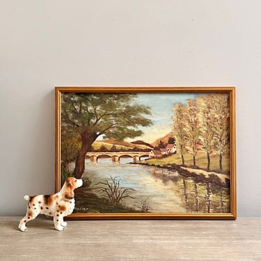 Vintage Landscape Oil Painting Landscape French Countryside 