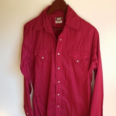 Vintage 1970's Fenton Burgundy / Deep Rep Western Pearl Snap Button Shirt / Rockabilly 