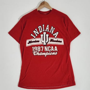 Vintage 1987 Indiana Uni Hoosiers NCAA Champs T-Shirt Sz. S