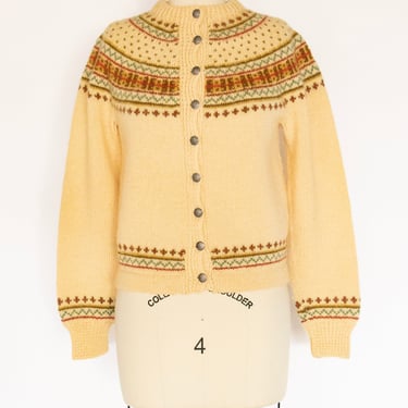 1960s Norwegian Sweater Wool Knit Cardigan S/XS 