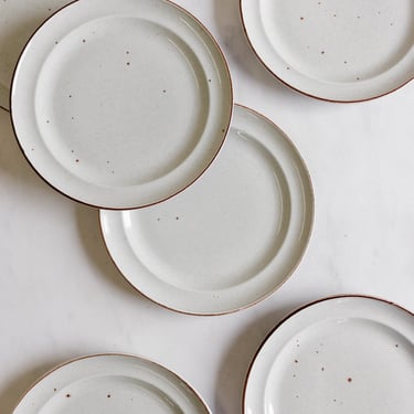 set of 1950s French speckled porcelain dinner plates
