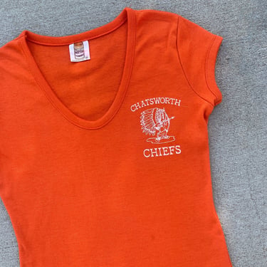 Vintage Peanut Butter Fashions Chatsworth Chiefs Orange Single Stitch T-shirt 