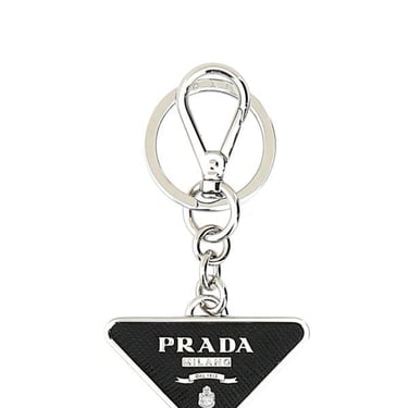 PRADA Two-Tone Leather And Metal Keychain