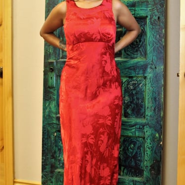 Red Prom Dress, Vintage 1990s All That Jazz Maxi Dress, Small Medium, Sexy Long red dress 
