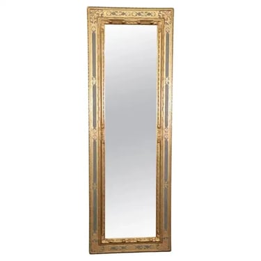 Tall Narrow Italian Florentine Gilded Painted Mirror