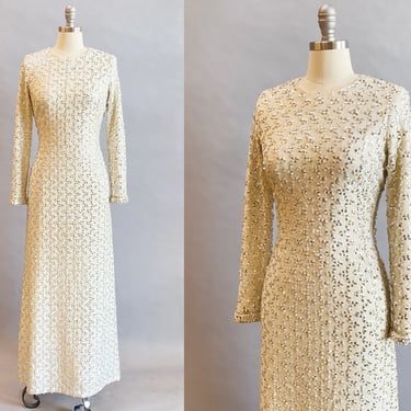 1960's Lilli Diamond Gown / 1960's Sequined Maxi Dress / Size Large 