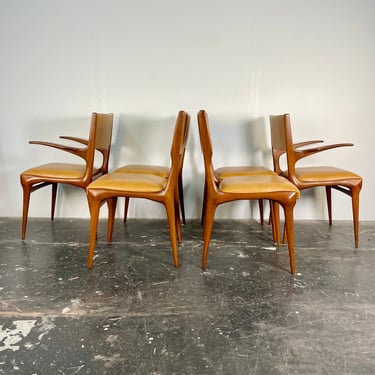 Rare Set of Six Carlo De Carli '671' Dining Chairs in Walnut for Singer and Sons