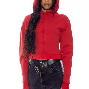 MINI BOW HOODIE IN RED TERRY