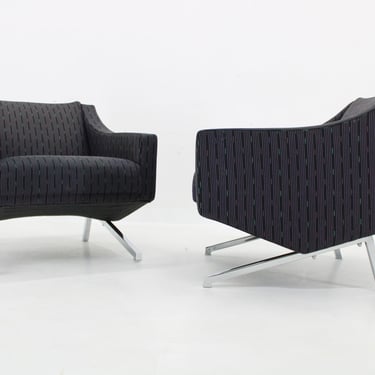 1970s Pair of Italian Design Armchairs / Vintage Armchairs / Mid-century / Grey Colour / 