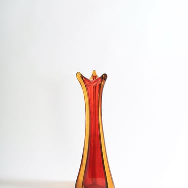Murano Swung Glass Vase Red + Amber Jordan Imports 
