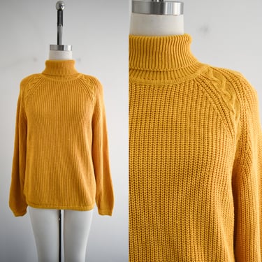 1980s Mustard Yellow Ribbed Knit Sweater 