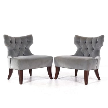 Thomas Pheasant for Baker Tufted Slipper Lounge Chairs - Pair - mcm 