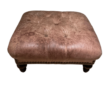 Tufted Distressed Brown Leather Ottoman RS157-12
