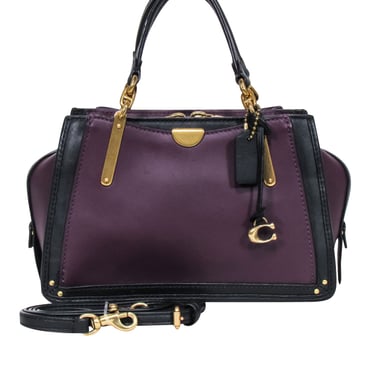 Coach - Plum Purple &amp; Black Leather Mini &quot;Dreamer&quot; Bag