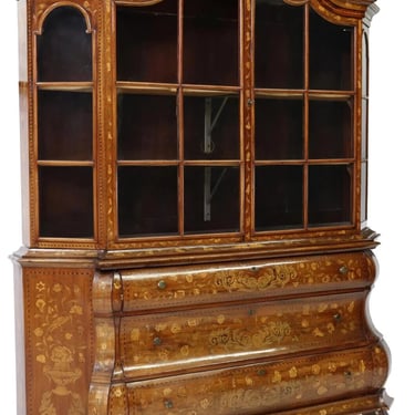 Antique Vitrine, On Chest, Dutch Marquetry, Inlaid, Display, 18th C, 1700s!!