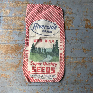 Vintage Riverside Brand Lynnville, IA Alfalfa Feed Sack 