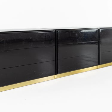 Milo Baughman for Thayer Coggin Mid Century Black Lacquer and Brass 9 Drawer Dresser Chest - mcm 