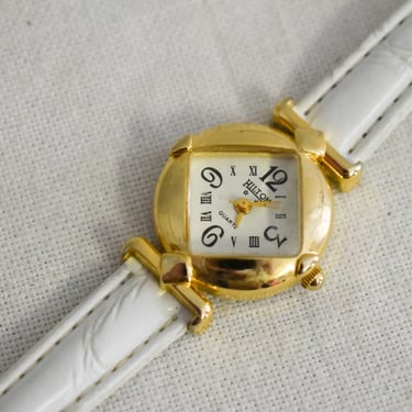 1980s/90s Hilton Wrist Watch with White Leather Strap 