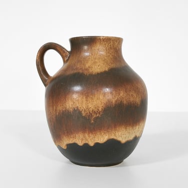 Vintage Ruscha Keramik Fat Lava Ceramic Pitcher Vase Painterly Rusty Caramel Brown Jug West German Pottery Studio Art Mid Century Modern WGP 