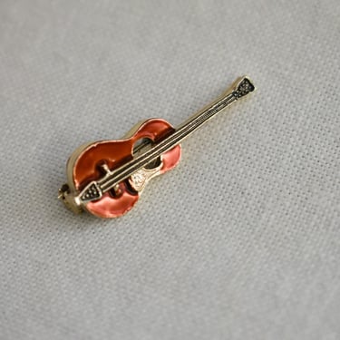 Vintage Tiny Guitar Brooch 